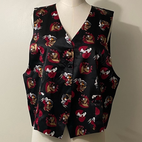 UNISEX LOONEY TUNES MANIA 100% SILK BUTTON UP VEST! - Picture 5 of 16